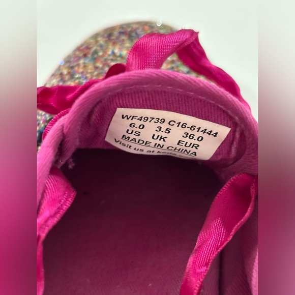 Keds X Kate Spade Fuchsia Multi Color Glitter Ribbon Tie Sneakers 6 - Picture 8 of 9